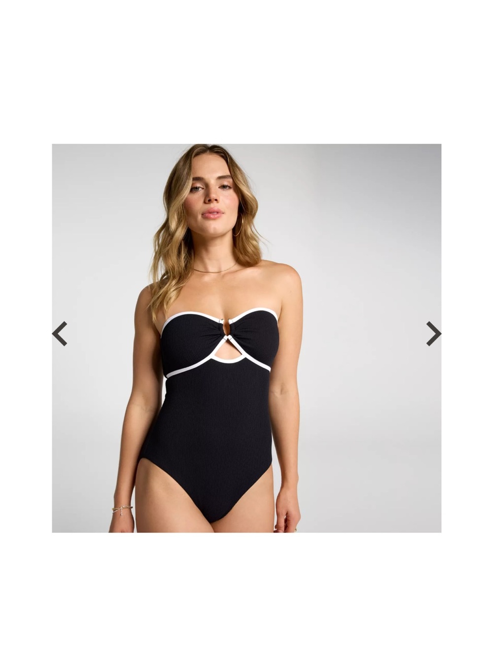 CALIA by Carrie Underwood Black Strapless One-Piece with White Trim